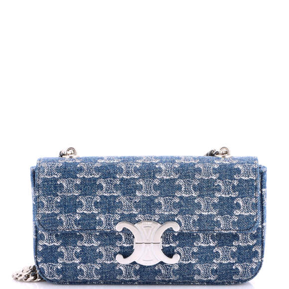 Celine Handbags - Celine Small Triomphe Chain Shoulder Bag Printed Denim